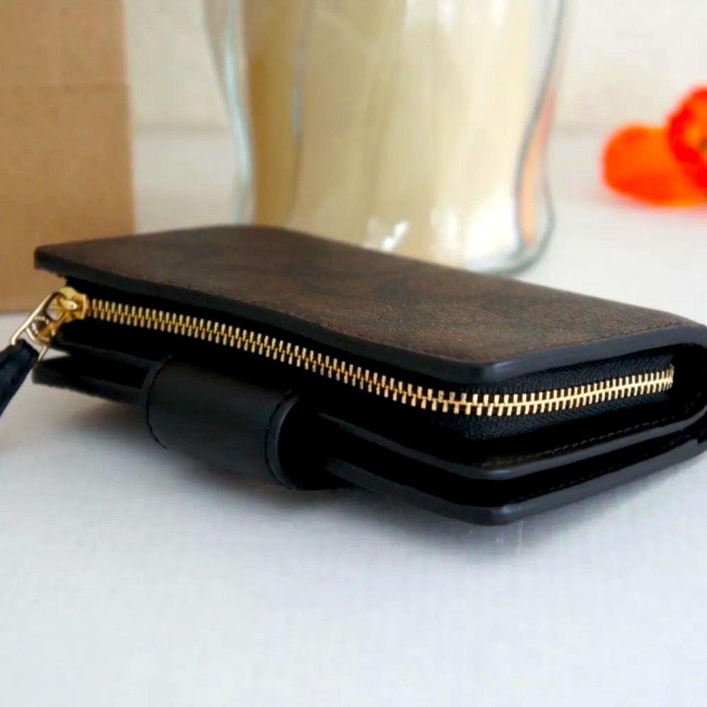 Coach Medium Corner Zip Wallet In Signature Canvas - Picture 6 of 11